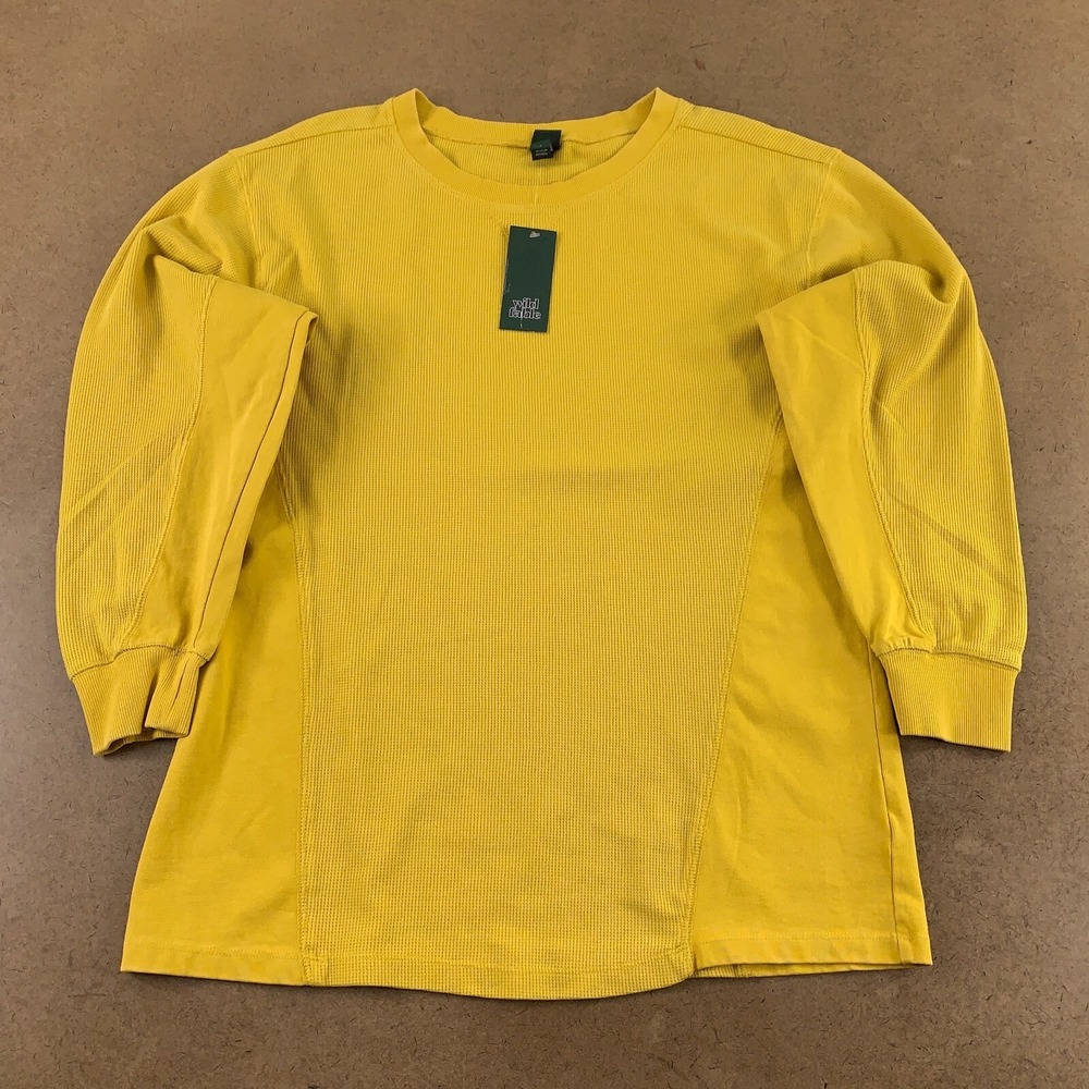 Wild Fable Women's Small Oversized Mustard Waffle Knit Long Sleeve Tunic Tee New